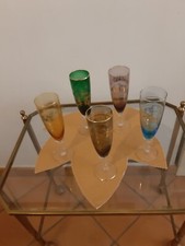 Flutes 5  vetro,colori vari , bordo e decorazioni in oro
