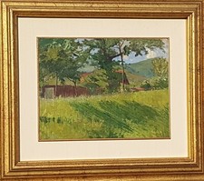 Ennio Morelli (Torino 1873?-1941) paesaggio "Prato verde", quadro dipinto olio 