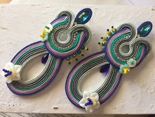 ORECCHINI SOUTACHE multicolor dettagli in vetro sfaccettato perle di "preciosa"