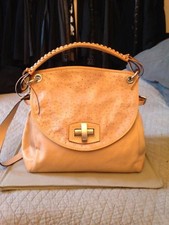 ABRO LUSSO BORSA PELLE BI MATIERE CROCE SILVER ORIGINALE BEIGE MANO SPALLA NEW 