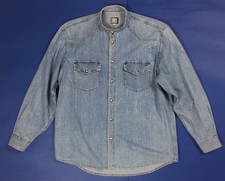Blue side jeans camicie jeans uomo usato L shirt manica lunga blu denim T4113