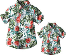 Camicie Hawaiane Famiglia Padre E Figlio Abbinate Abbigliamento Da Spiaggia Trop