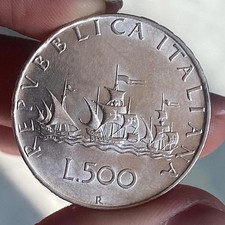 REPUBBLICA ITALIANA 500 LIRE 1958 CARAVELLE FIOR DI CONIO DA ROTOLINO UNC