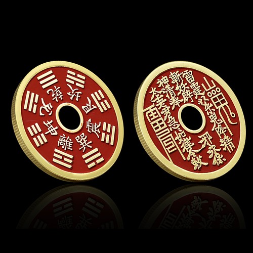 Chinese bagua ching coin - bagua, red