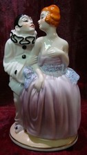 Lampada Statua Clown Pierrette Arlecchino Stile Art Deco Stile Art Nouveau Porce