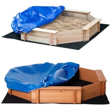 Outsunny Sabbiera per Bambini 3-8 Anni Ottagonale Sedili e Copertura