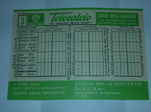 Totocalcio schedina 3 - ,