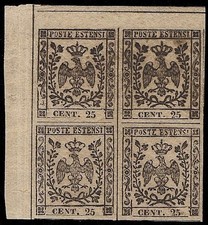 MODENA 1852 - 25 c. BLOCCO NUOVO n. 4c BOLAFFI € 2.700