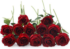 12 Pcs Rose Rosse Finte per