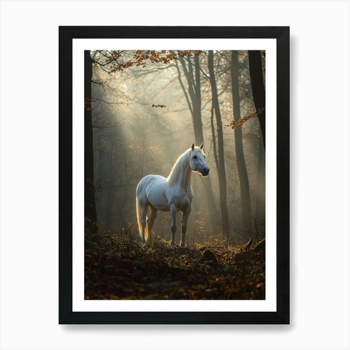 Cavallo bianco nel bosco