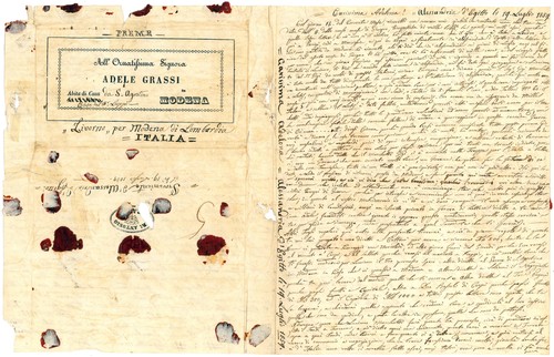 Lettera manoscritta inviata - , da