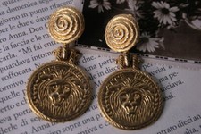 Costume Jewellery Vintage Anne Klein lion head earrings clip on gold tone