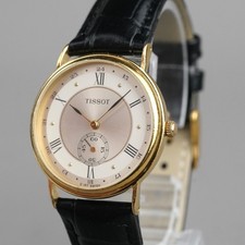 Orologio TISSOT Uomo D157A Oro 30mm Vintage Batteria Nuova Cinturino Pelle