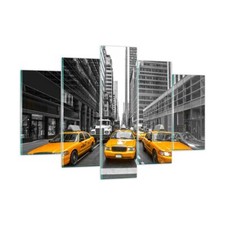 Quadro su Vetro 150x100cm Taxi città via trasporto Stampe Moderni Murale