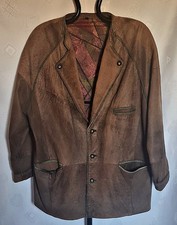 GIACCA VINTAGE TRACHTEN OKTOBERFEST DIRNDL PELLE MARRONE UOMO US50 EU 60