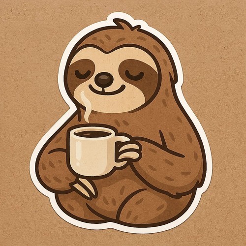 Adesivo bradipo tazza caffè