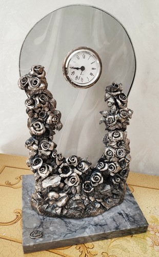 Orologio argento marmo orart - orologio,