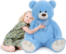 Orso Peluche Gigante 120 Cm, XXL Blu Orsacchiotto Peluche Grande Kawaii Pupazzo 