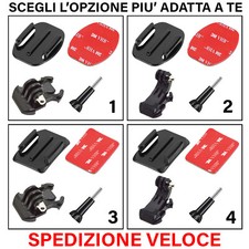 SUPPORTO BASE PIATTA CURVA + ADESIVO + VITE ACCESSORI PER CASCO PARABREZZA GOPRO