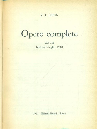 Opere complete vol lenin - opere, 27