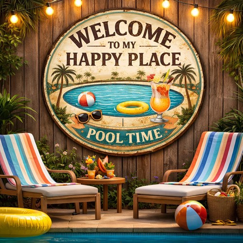 Insegna piscina welcome - to, my