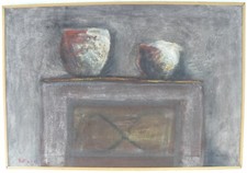 Piero BOLLA (Saluzzo 1933-Torino 2019) MOBILE con 2 VASI OLIO 75x110 anno 1959