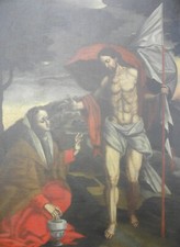 Artista del ‘500 CINQUECENTO Lombardo Cristo risorto e Maria Maddalena cm 112x92