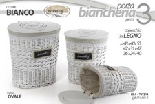 3 CESTE VIMINI LEGNO BIANCO