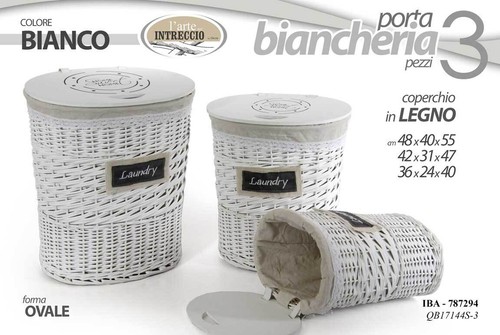 Ceste vimini legno bianco - vimini,
