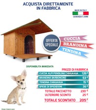 Cuccia Alpi in Legno per Barboncino con Pensilina + Davanzale + Tendina