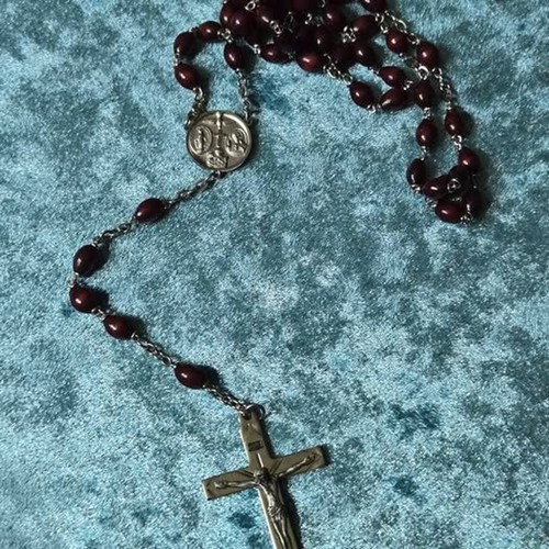 Rosario perle legno - , croce