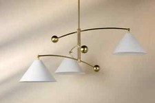 Lampadario in ottone a 3 luci