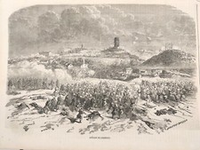 1859 INCISIONE RISORGIMENTO L'ATTACCO BATTAGLIA SOLFERINO