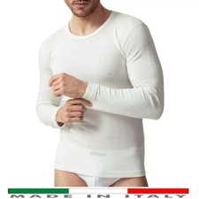 Maglia Intima Uomo Lana e Cotone Manica Lunga girocollo Termica Invernale calda