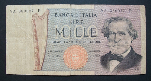 1000 lire verdi - lire, 1969