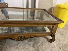 tavolino da salotto in legno massello e cristallo