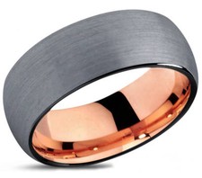  8mm Classic Rose Gold Domed Tungsten Carbide Wedding Band Ring