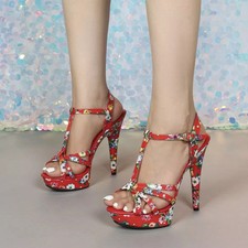 Sandali Rossi Floreali Con