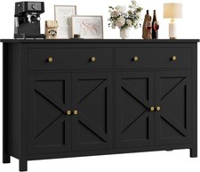 Credenza cucina grande nera 4 ante 2 cassetti ripiani regolabili portaoggetti