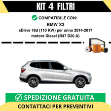 Kit 4 Filtri Tagliando per BMW X3 sDrive 18d 110 kw Diesel 2014-2017