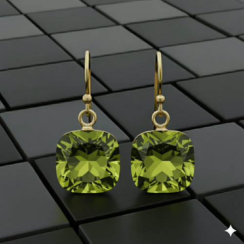 Peridoto cuscino orecchini - peridoto,