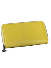 Portafoglio Donna Grande Chiuso Con Zip VERA PELLE sauvage giallo portadocumenti