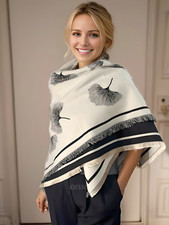 Sciarpa cashmere 130x130 poncho beige nero invernale donna scialle lana scialle cashmere