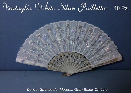 Ventaglio bianco paillettes - ventaglio,