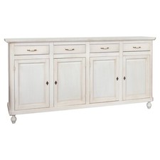 CREDENZA BASE NAPOLETANA SHABBY CHIC 4 ANTE BIANCO ANTICATO CON MANIGLIE IN PORC
