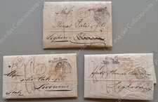 POSTA ESTERA DA GENOVA. Bollo nero in arrivo a Livorno: 3 lettere  1847 e 1851