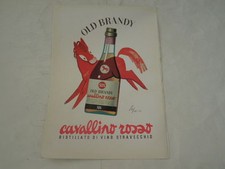 PUBBLICITA' VINTAGE DEGLI ANNI '50-OLD BRANDY"CAVALLINO ROSSO SIS"ILL. S.POZZATI
