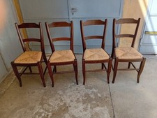 Lotto di 4 SEDIE in LEGNO e PAGLIA anni '60