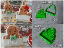 Tagliabiscotti Natalizio Omino Pan di Zenzero Segnaposto Kit 2pz - Stampa 3D