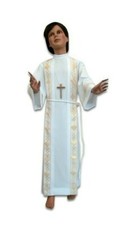 TUNICA PRIMA COMUNIONE CON BORDI ORO 2 PIEGONI - CINGOLO OMAGGIO - SAIO TUNICHE